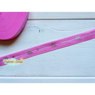Резинка "Серебряные стрелы", розовый фон, 16 мм